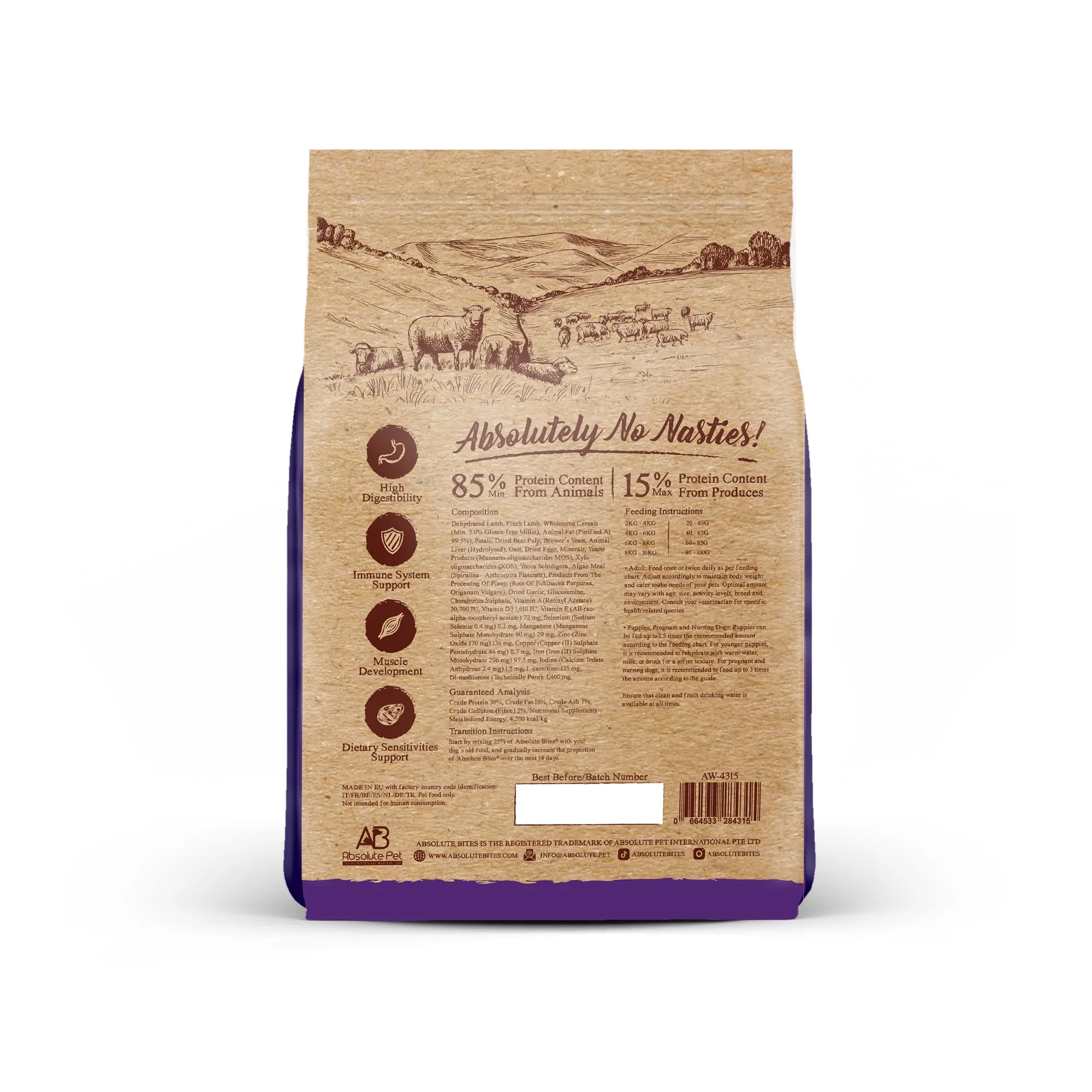 Absolute Bites Wild Age Dry Dog Food - Lamb & Potato (Sample)