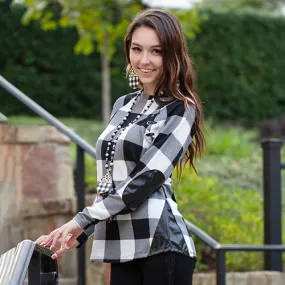 Adaline Buffalo Plaid Top in Black & White