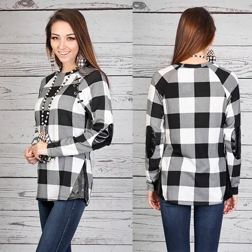 Adaline Buffalo Plaid Top in Black & White
