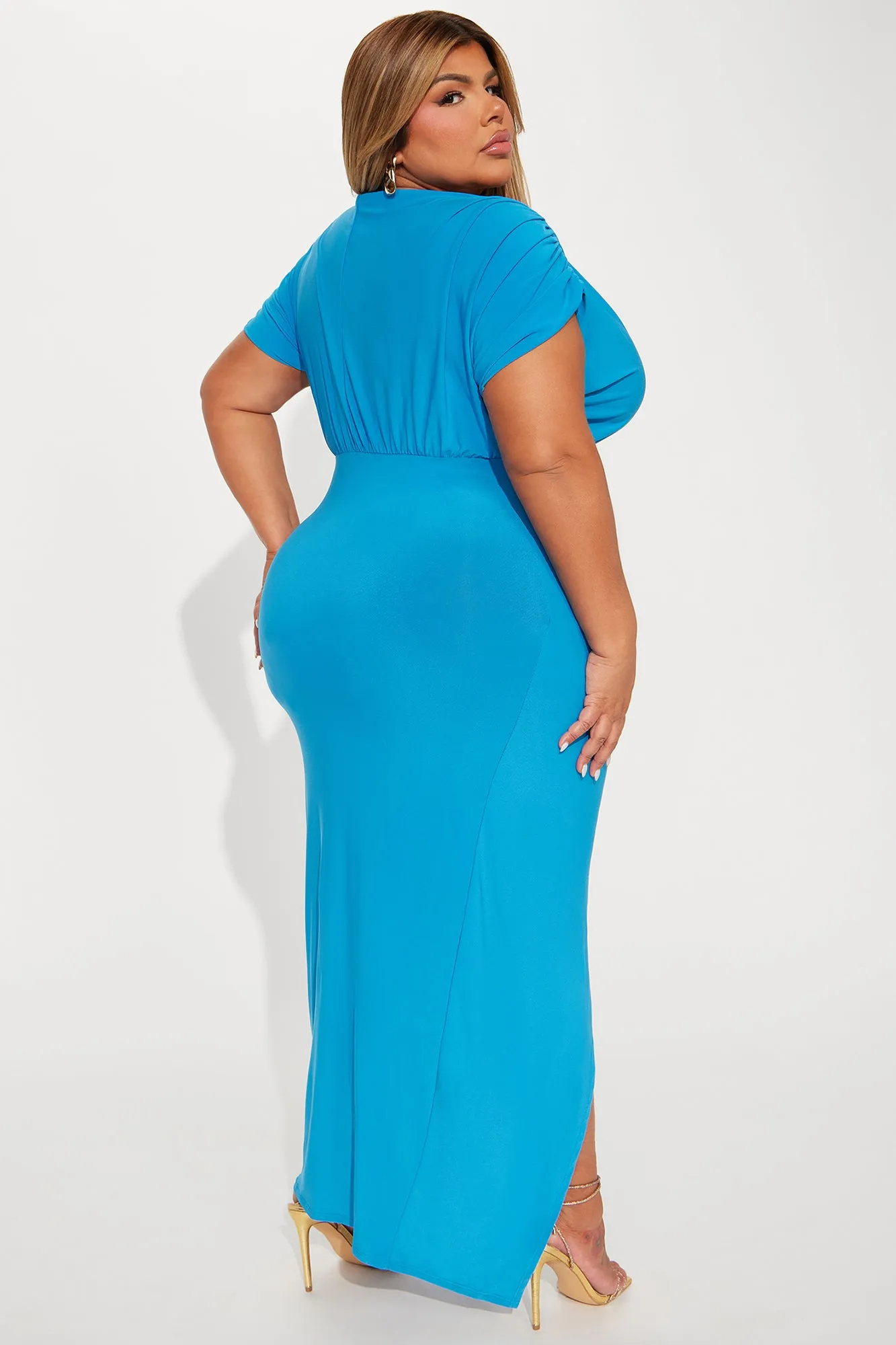Alex Off Shoulder Maxi Dress - Turquoise