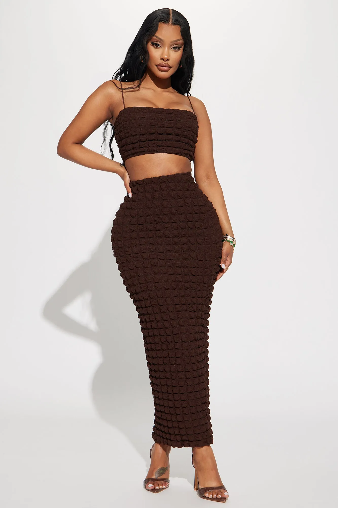 Always Bold Bubble Skirt Set - Brown