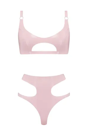 Baby Pink Cut Out Latex Lingerie Set
