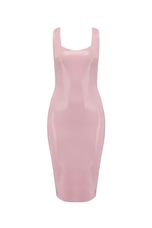 Baby Pink Latex Midi Dress
