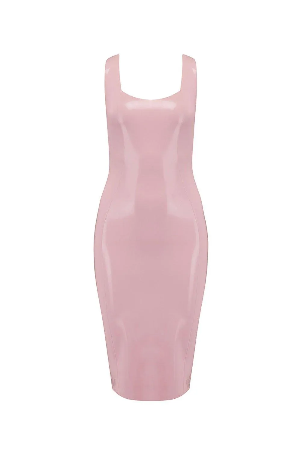 Baby Pink Latex Midi Dress
