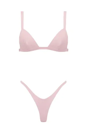 Baby Pink Latex Triangle Lingerie Set