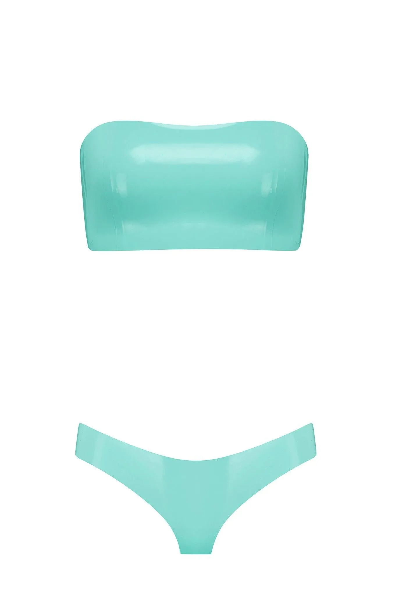 Bandeau Cheeky Jade Green Latex Lingerie Set