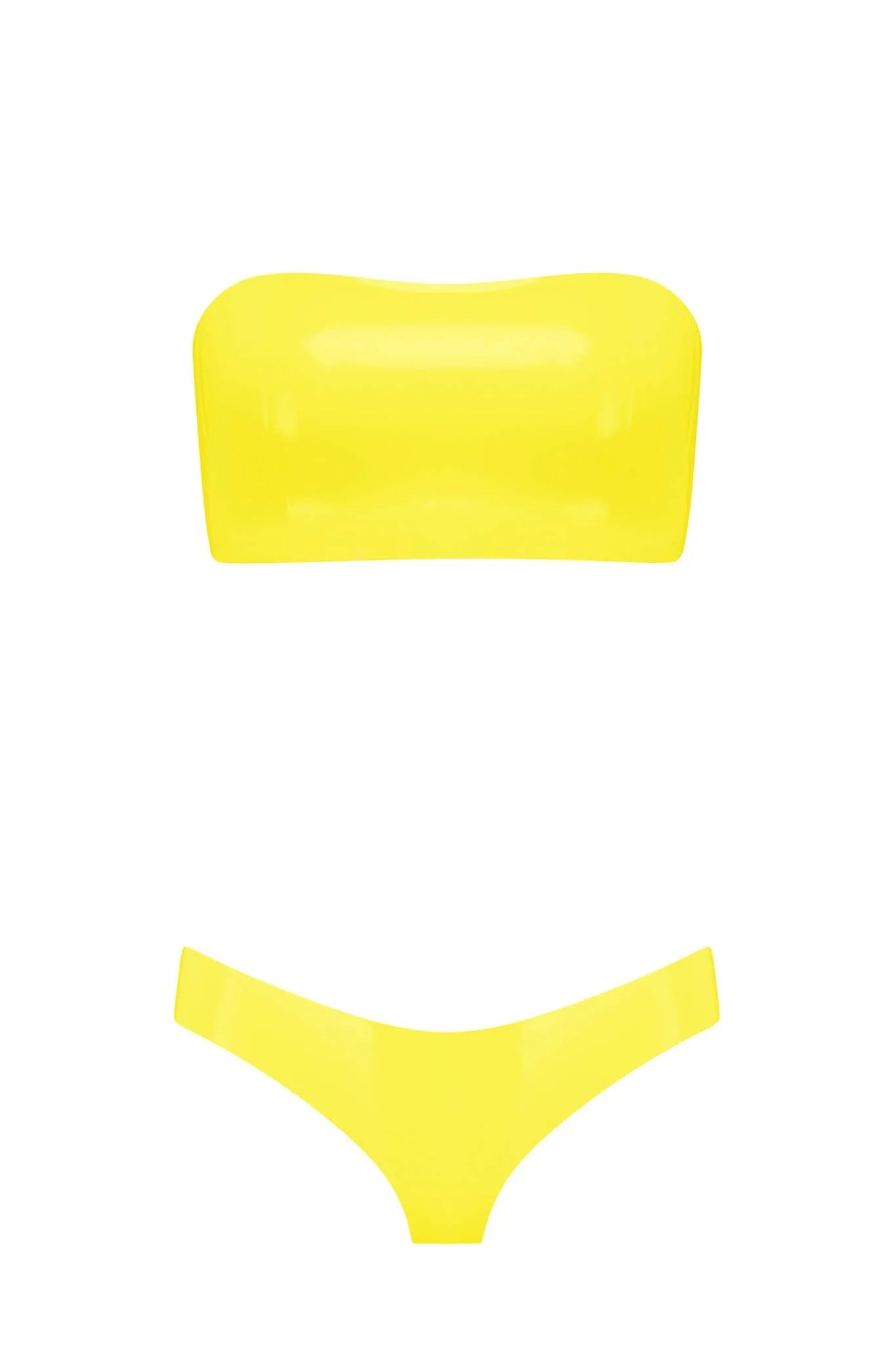 Bandeau Cheeky Latex Lingerie Set • Yellow