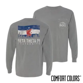 Beta Gray Comfort Colors Flag Long Sleeve Pocket Tee