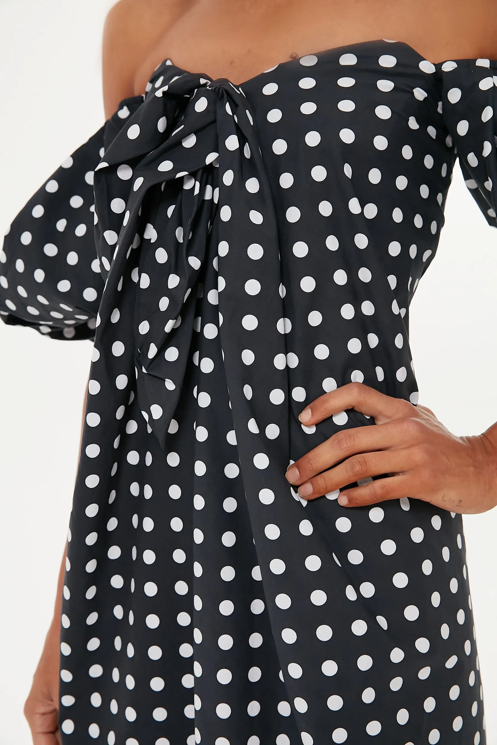 Black White Polka Dot Reyna Dress