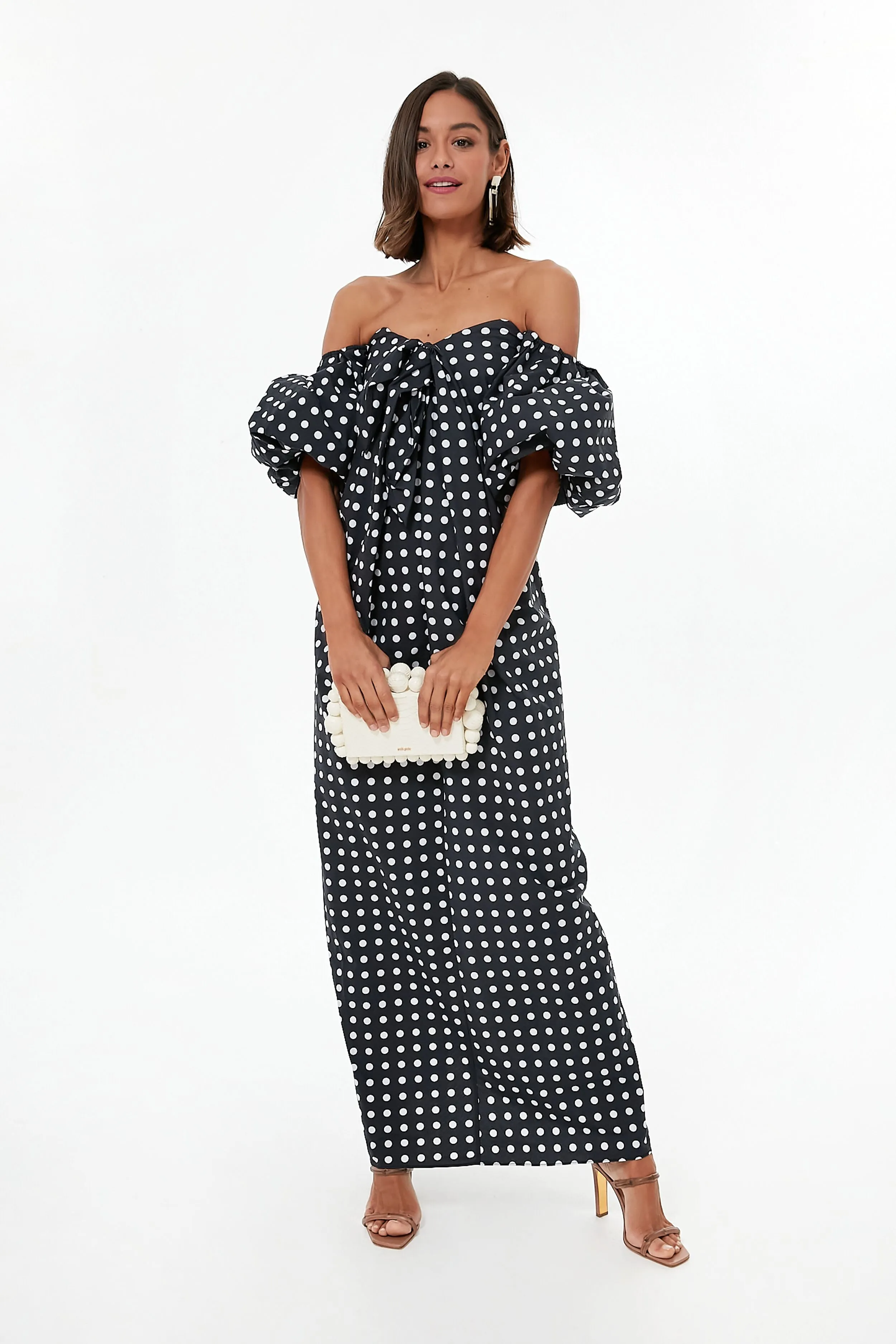 Black White Polka Dot Reyna Dress