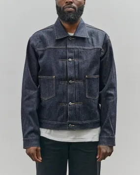 Brain Dead Unisex 14.1oz Selvedge Denim Trucker Jacket, Indigo