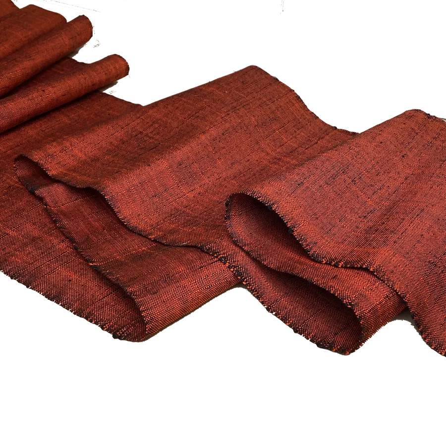 Bright Thick Heavy Slubby Handwoven Crossdye: Tomato Red   Black Vintage Obi Fabric from Japan  #241