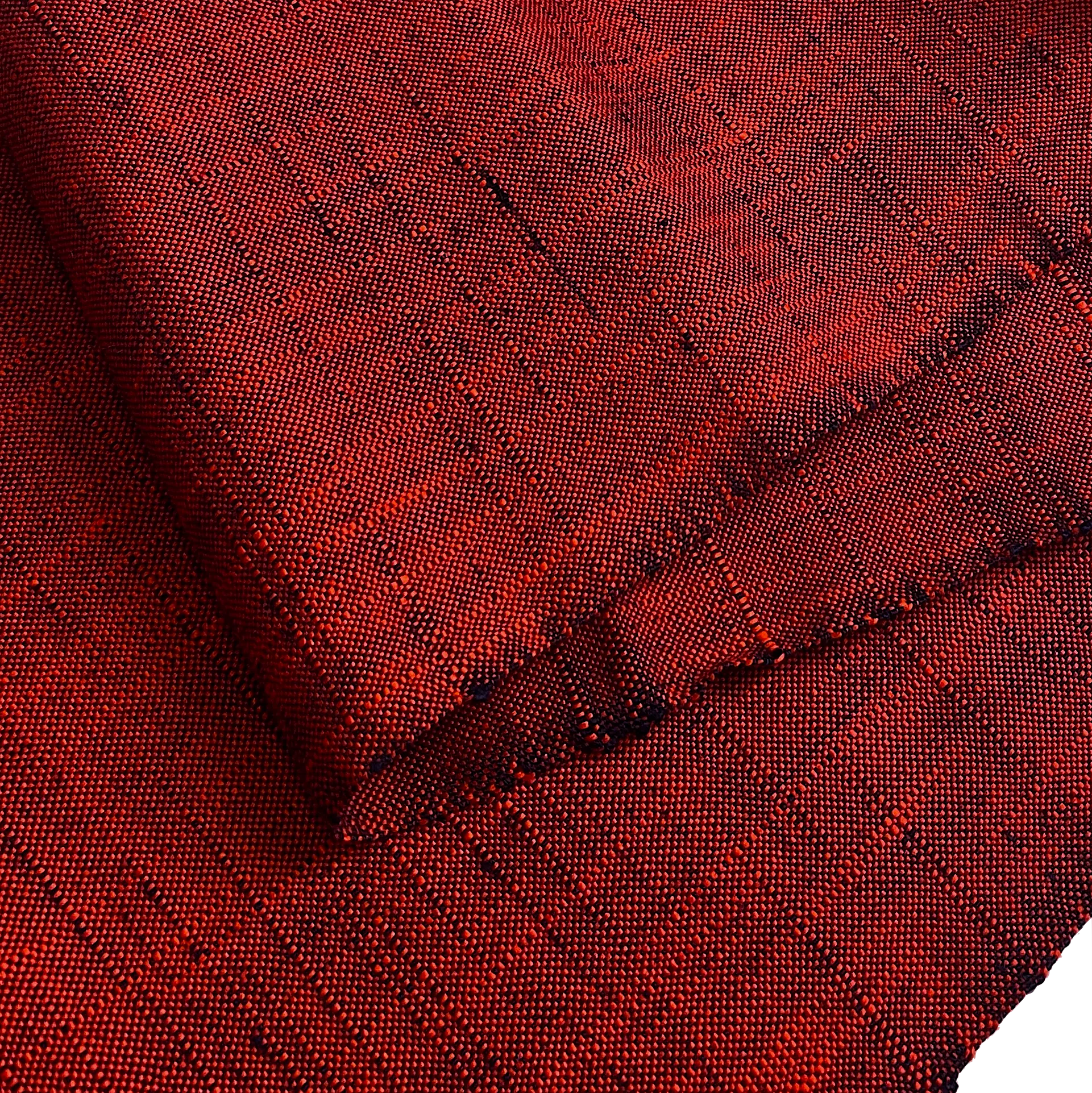 Bright Thick Heavy Slubby Handwoven Crossdye: Tomato Red   Black Vintage Obi Fabric from Japan  #241