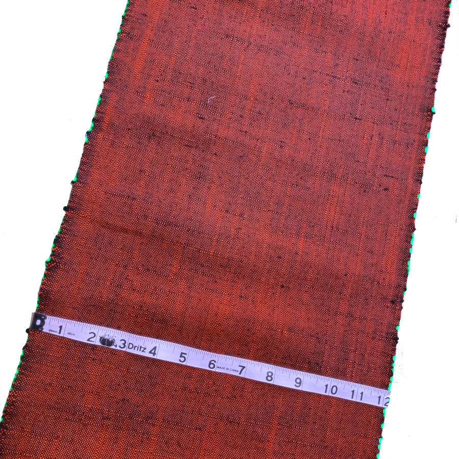 Bright Thick Heavy Slubby Handwoven Crossdye: Tomato Red   Black Vintage Obi Fabric from Japan  #241
