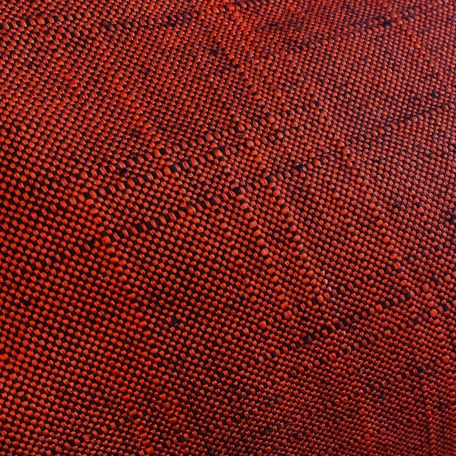 Bright Thick Heavy Slubby Handwoven Crossdye: Tomato Red   Black Vintage Obi Fabric from Japan  #241