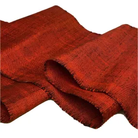Bright Thick Heavy Slubby Handwoven Crossdye: Tomato Red   Black Vintage Obi Fabric from Japan  #241