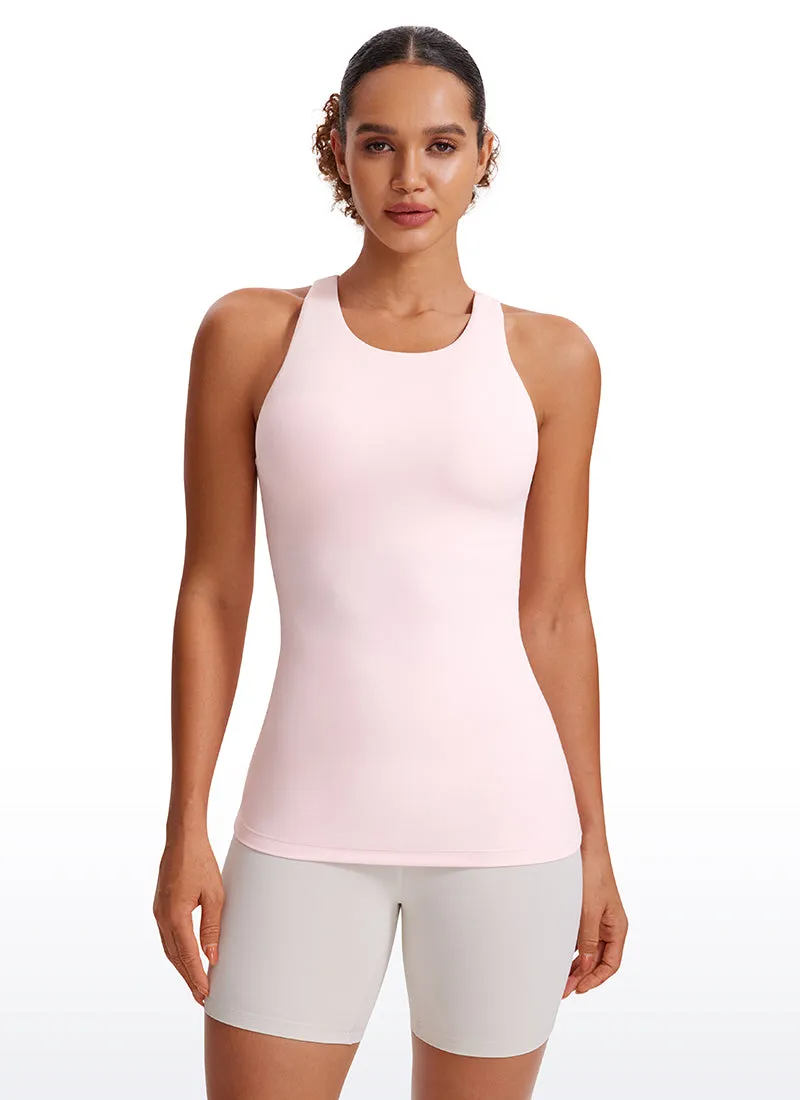 Butterluxe Hip Length Built-in Bra Tanks High Neck