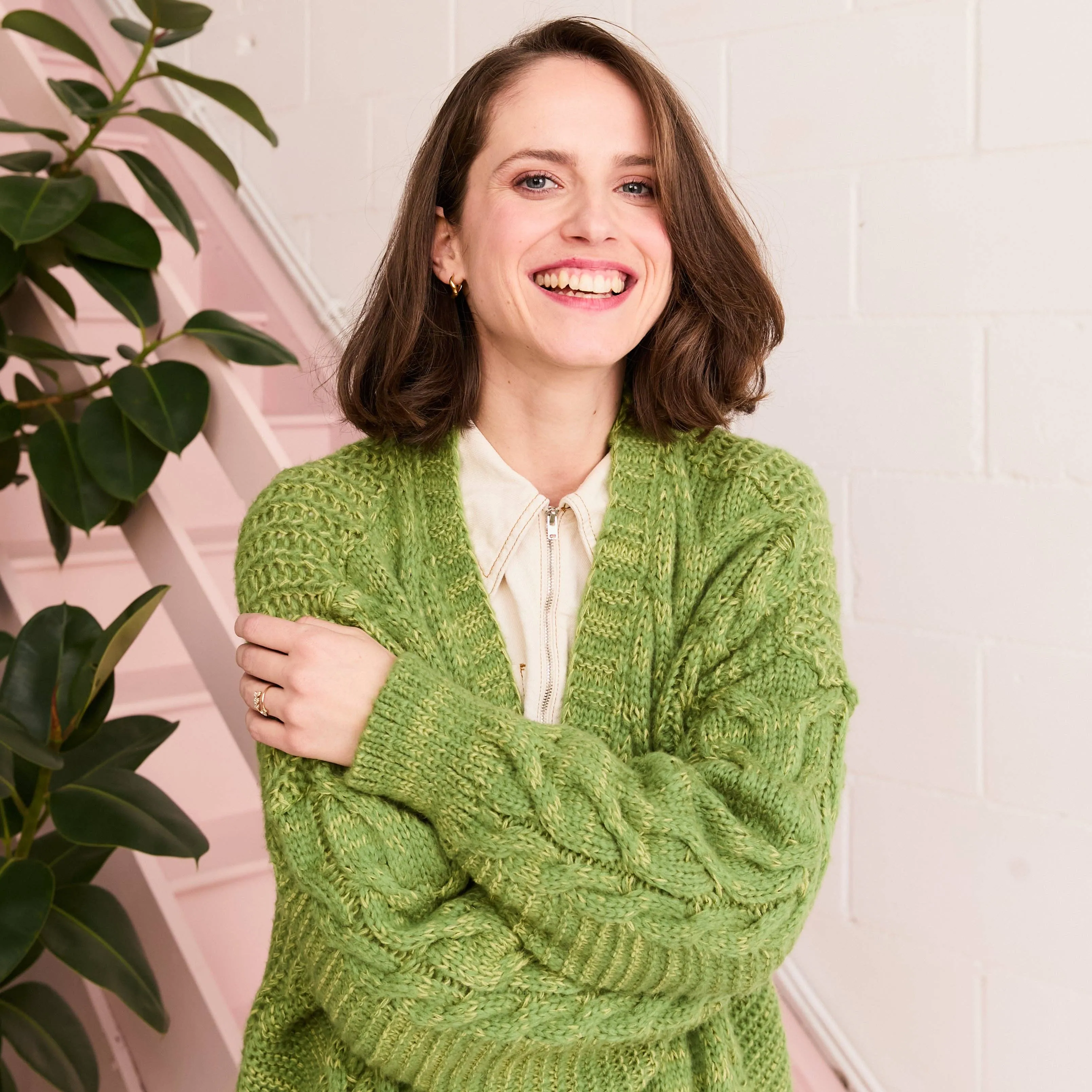 Cara & The Sky - Alex Cable Longline Balloon Sleeve Cardigan - Green | Knit