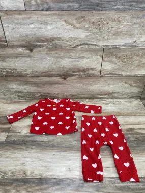 Cat & Jack 2pc Heart Print Henley Shirt & Pants Red sz 12m
