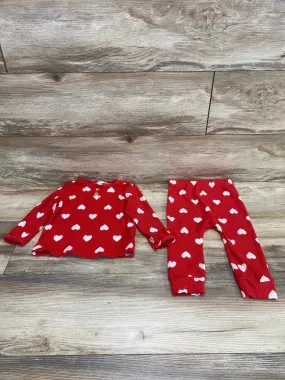 Cat & Jack 2pc Heart Print Henley Shirt & Pants Red sz 18m
