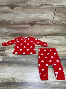 Cat & Jack 2pc Heart Print Henley Shirt & Pants Red sz 3-6m