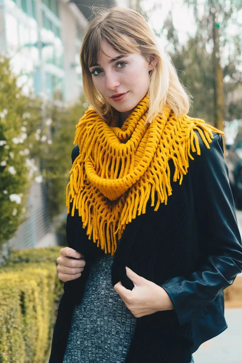 Chenille Tassel Infinity Scarf