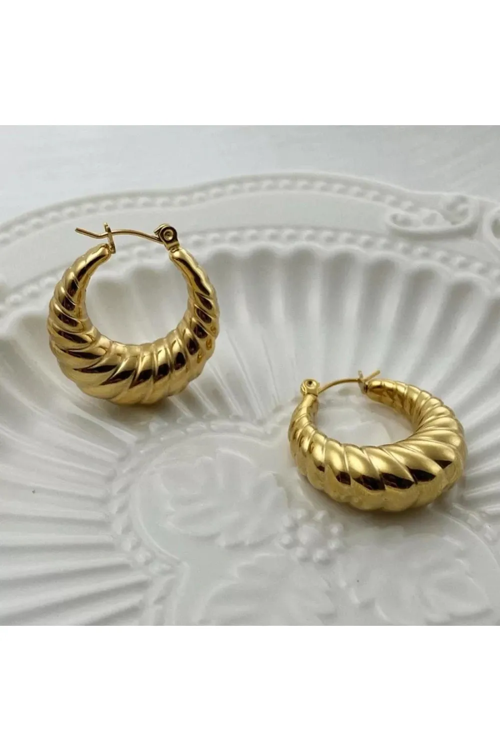 Chunky Spiral Hoop Earrings