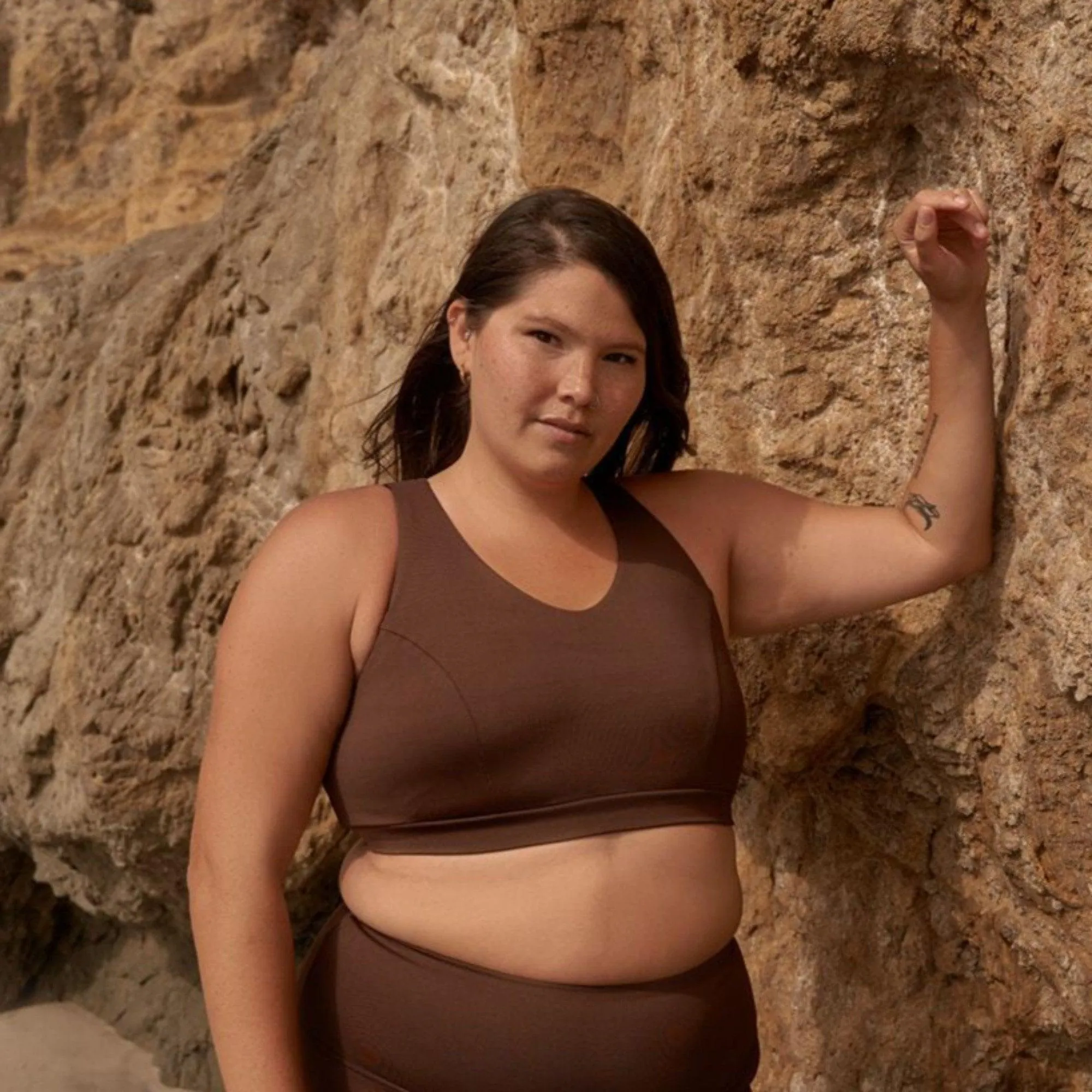 Classic Performance Bra Top - Bark Solid Shimmer