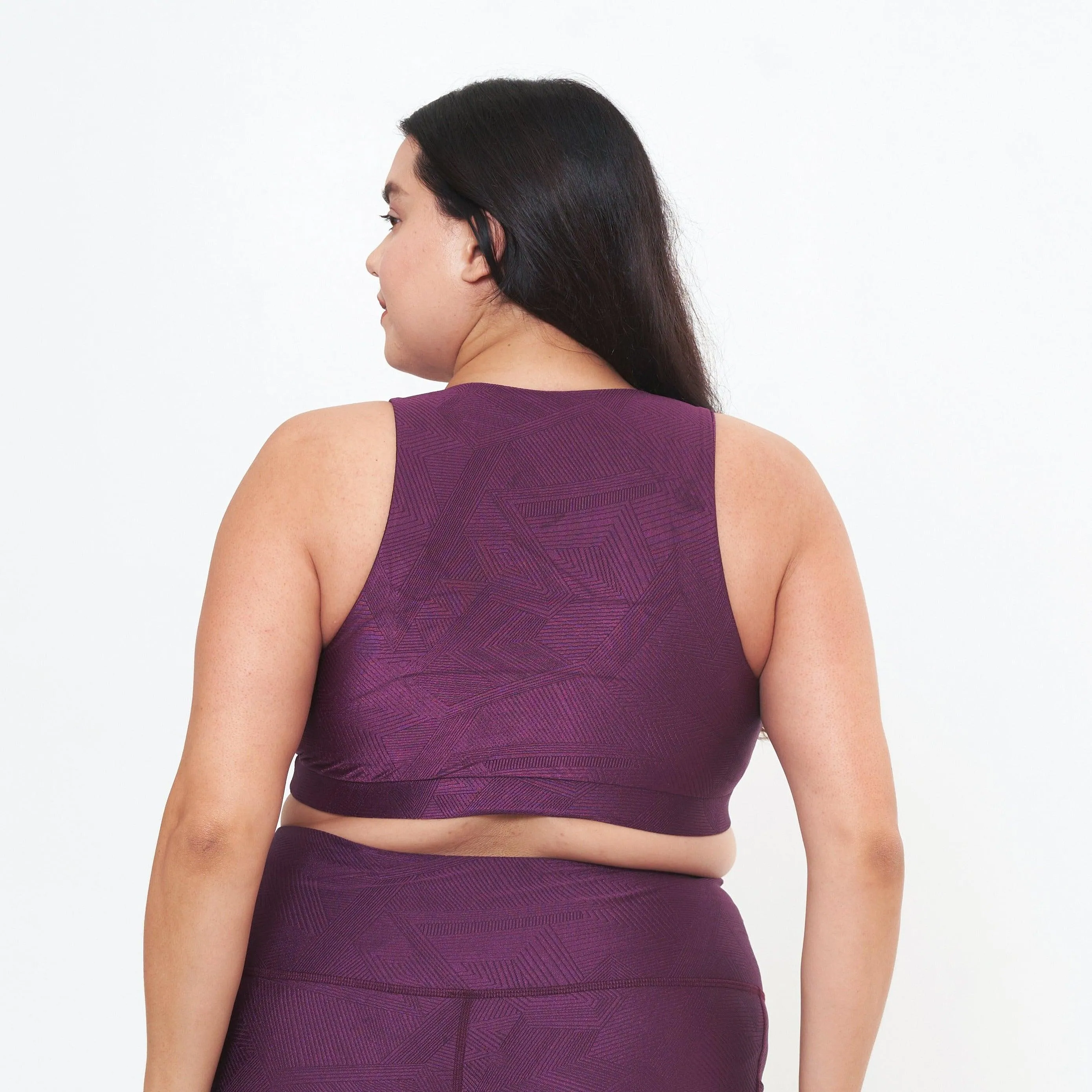 Classic Performance Bra Top - Sangria Geo Pattern