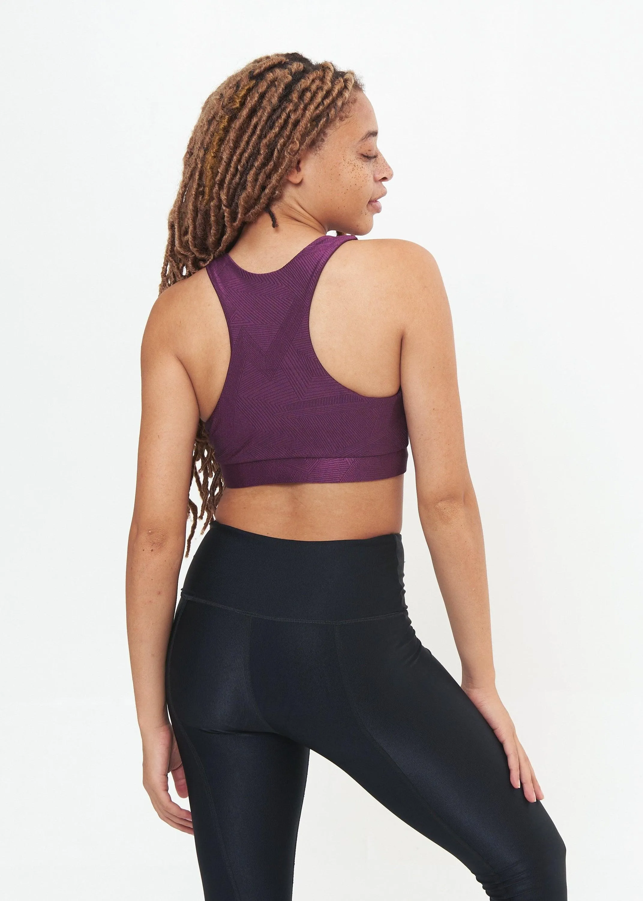 Classic Performance Bra Top - Sangria Geo Pattern