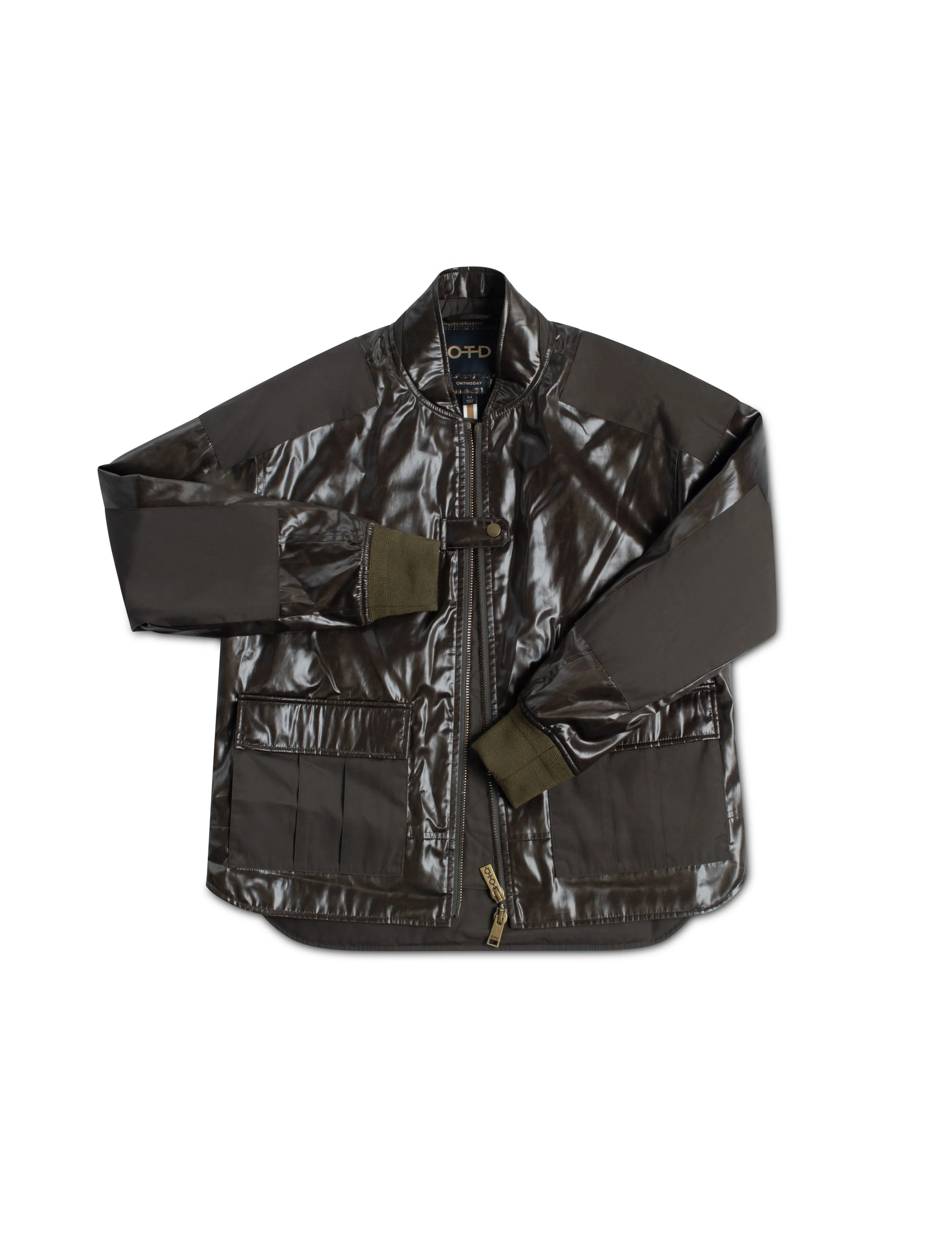 Coated Nylon Modern Bomber Jacket
