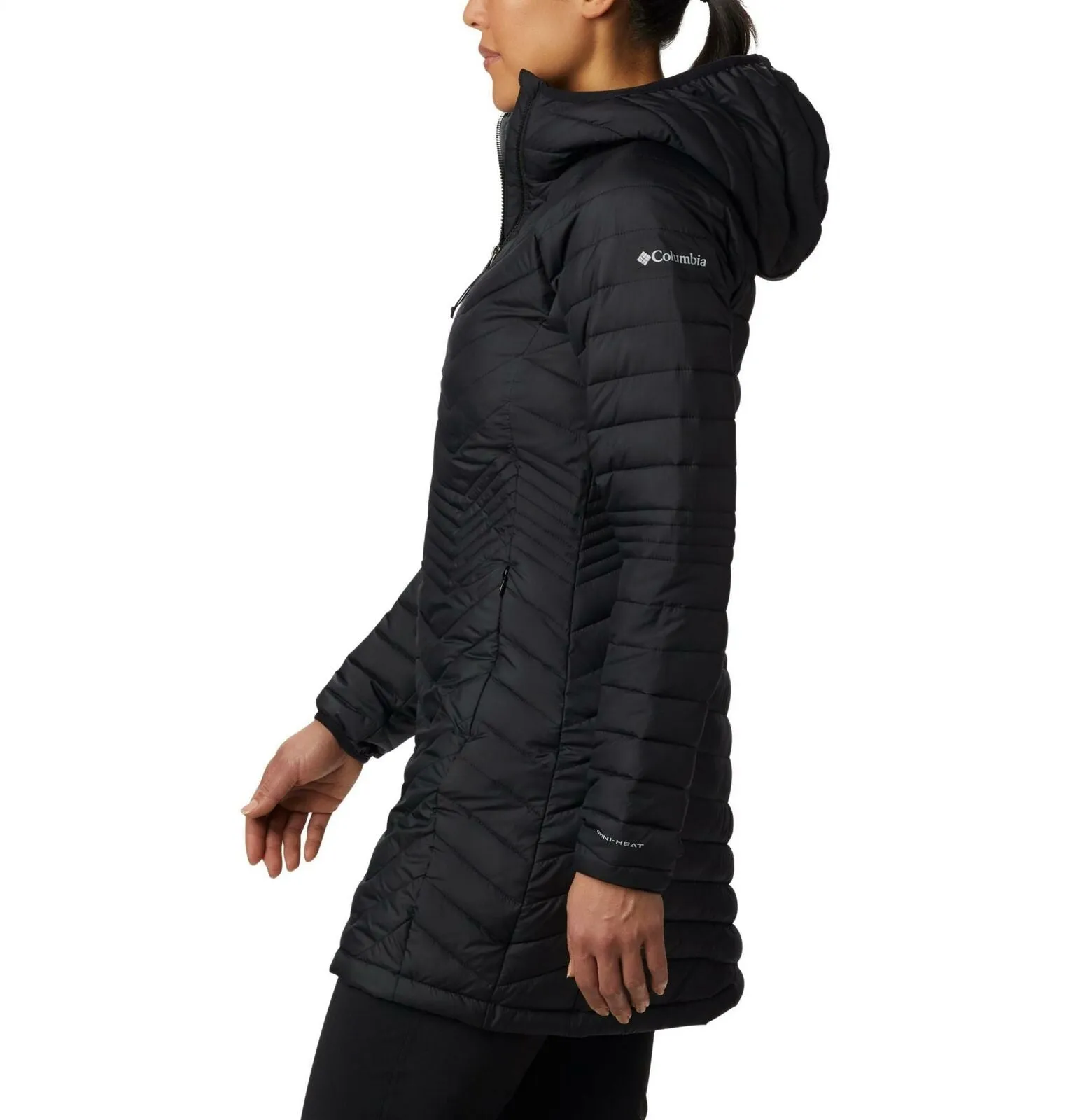 Columbia Women's Powder Lite Mid Length Quilted Jacket Black Medium