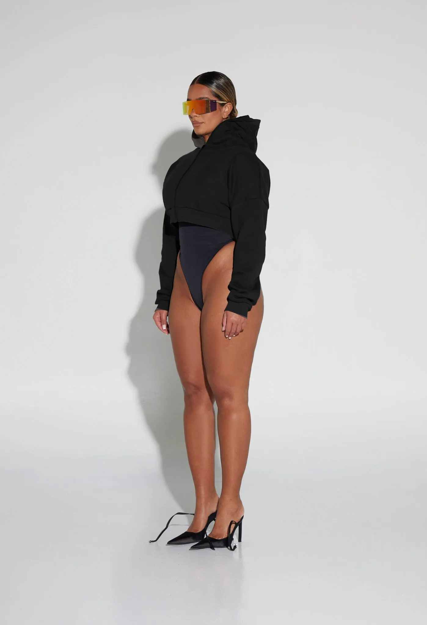 Cropped Zip-Up Hooded Jacket - Panther