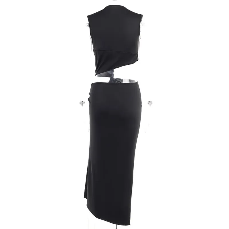 Cut-out Knot Maxi Dress with Slit