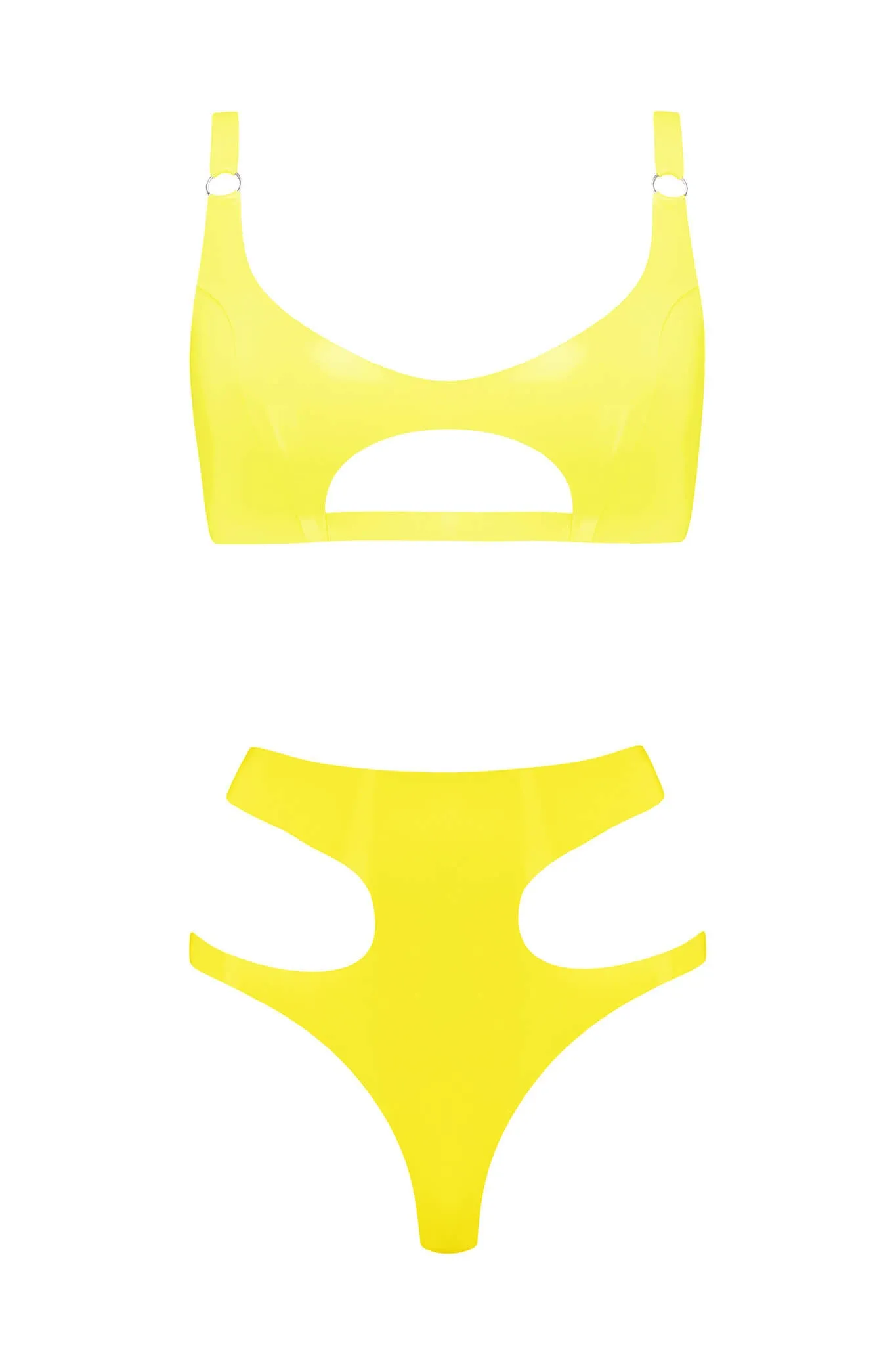 Cut Out Latex Lingerie Set • Yellow