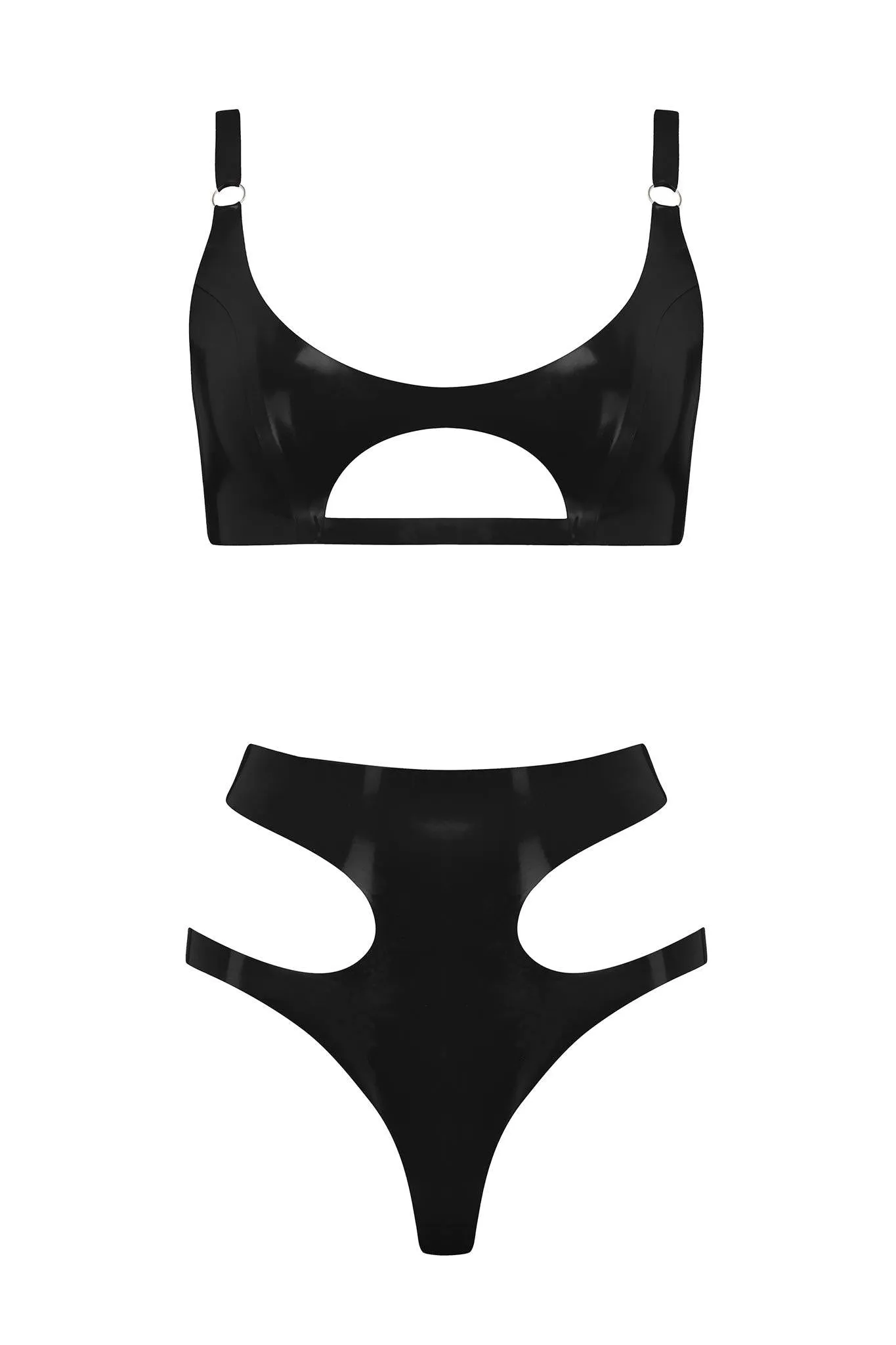 Cut Out Latex Lingerie Set