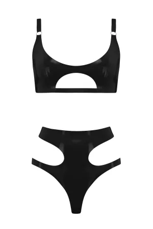 Cut Out Latex Lingerie Set