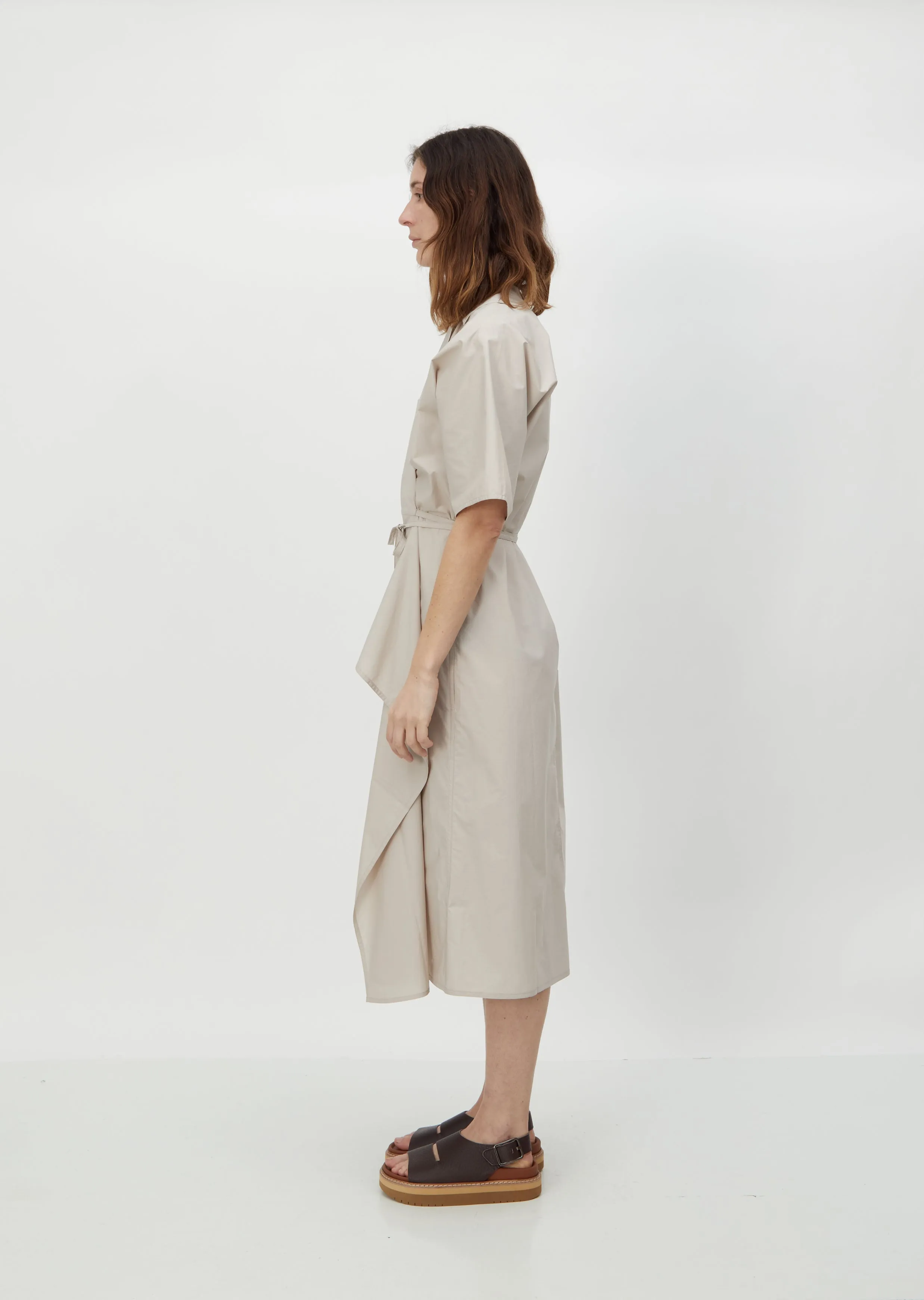 Dina Cotton Poplin Wrap Dress — Desert