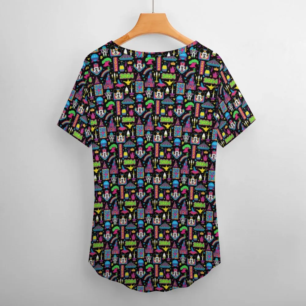 Disney 2024 Dark Women's V-Neck T-Shirt