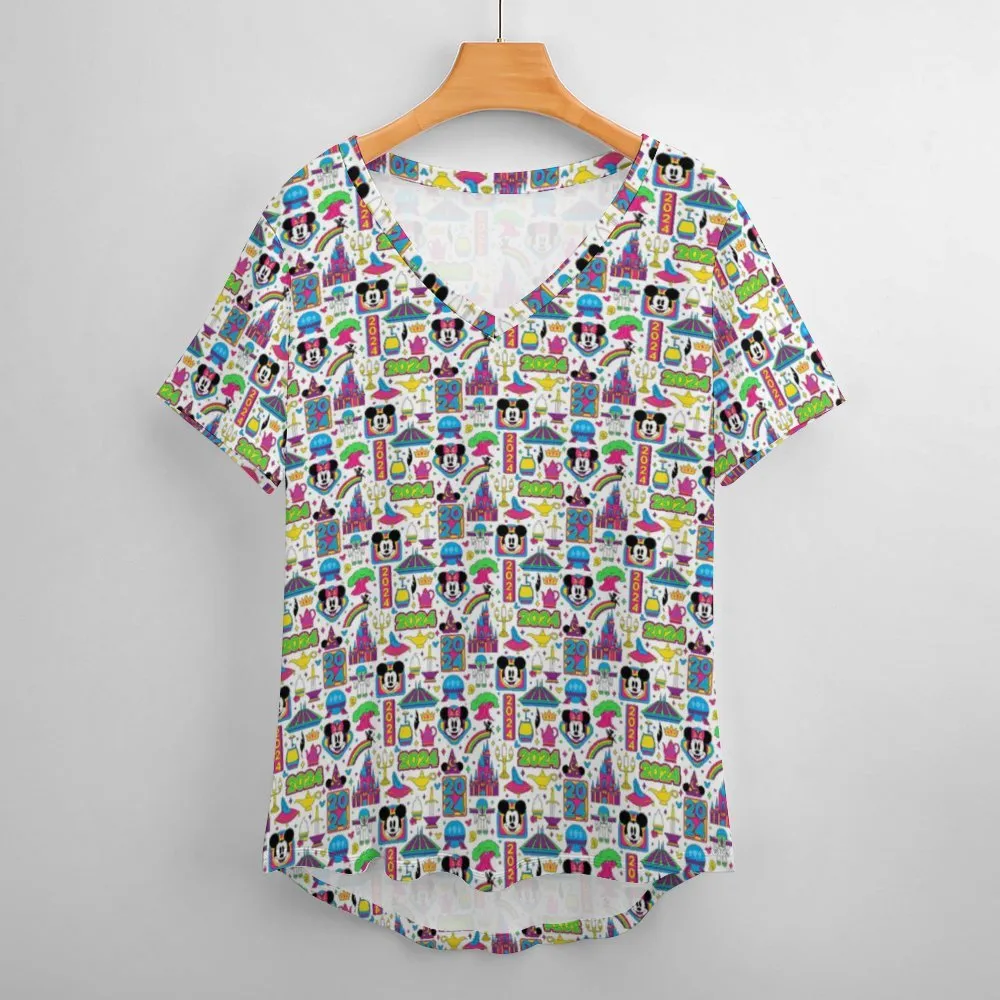 Disney 2024 Women's V-Neck T-Shirt