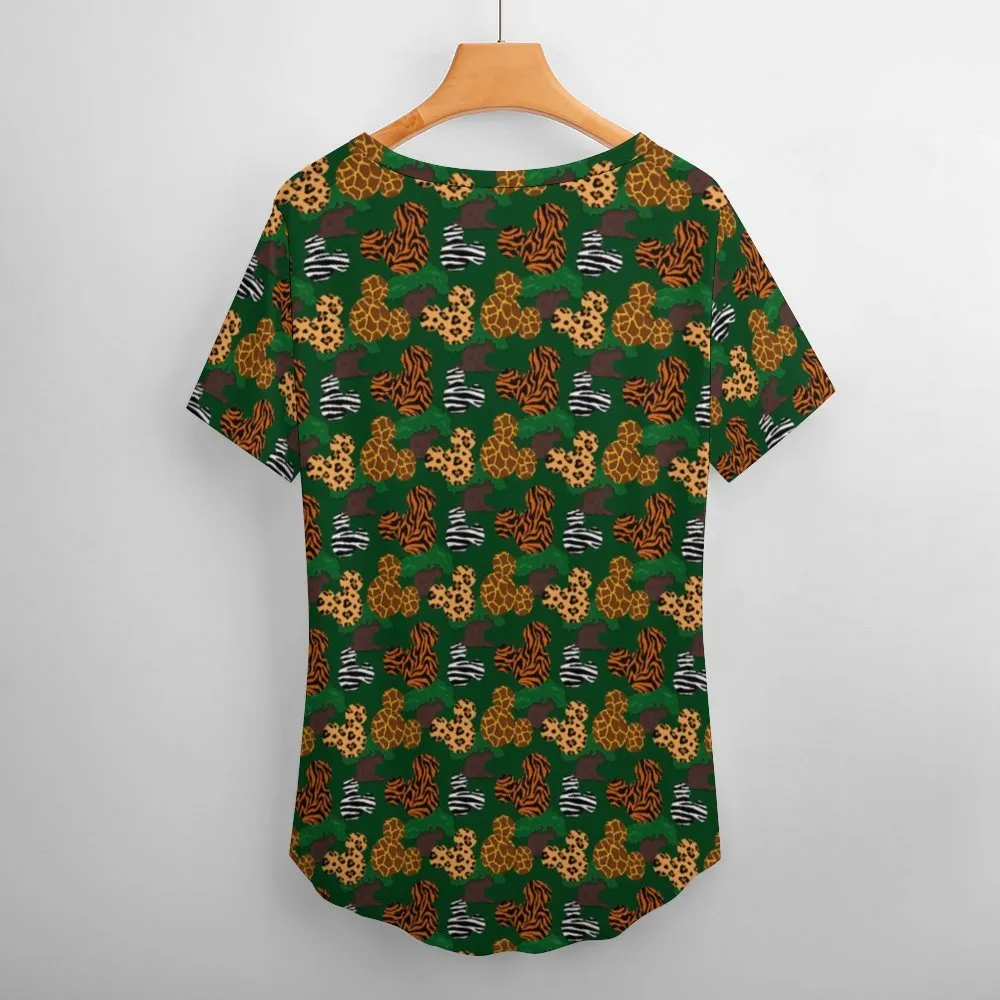 Disney Animal Prints Women's V-Neck T-Shirt
