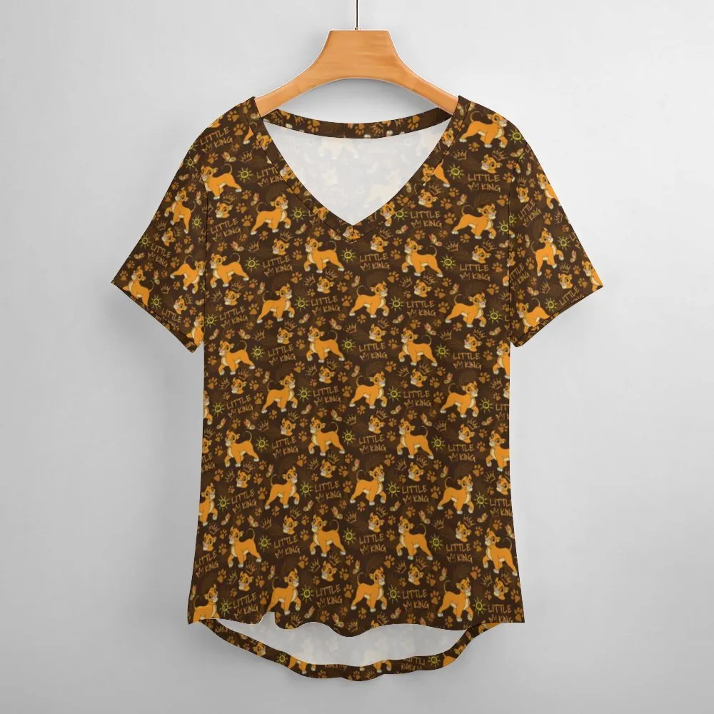 Disney Lion King Little King Women's V-Neck T-Shirt