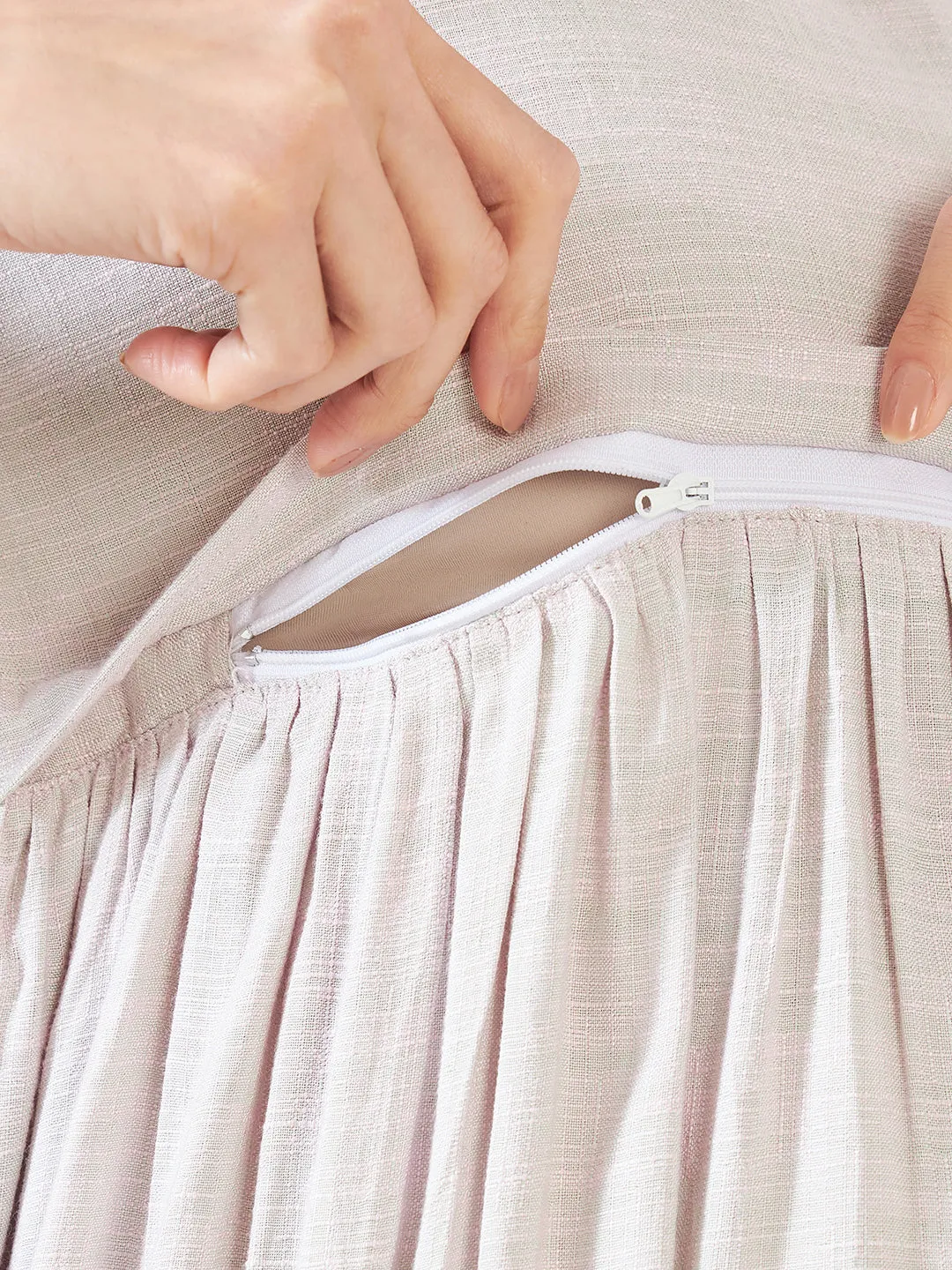 Earthy Grey Soft Cotton Maternity and Feeding Dress