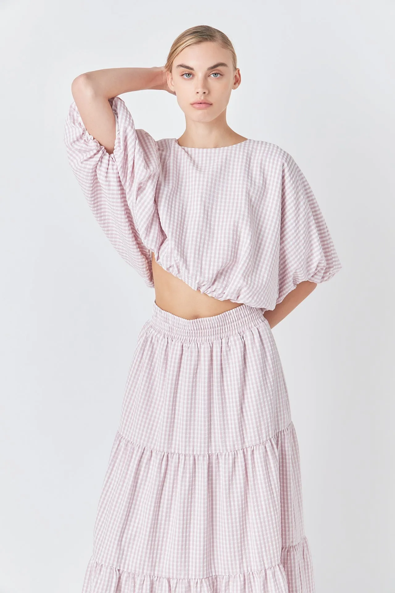 English Factory - Check Print Tiered Maxi Skirt
