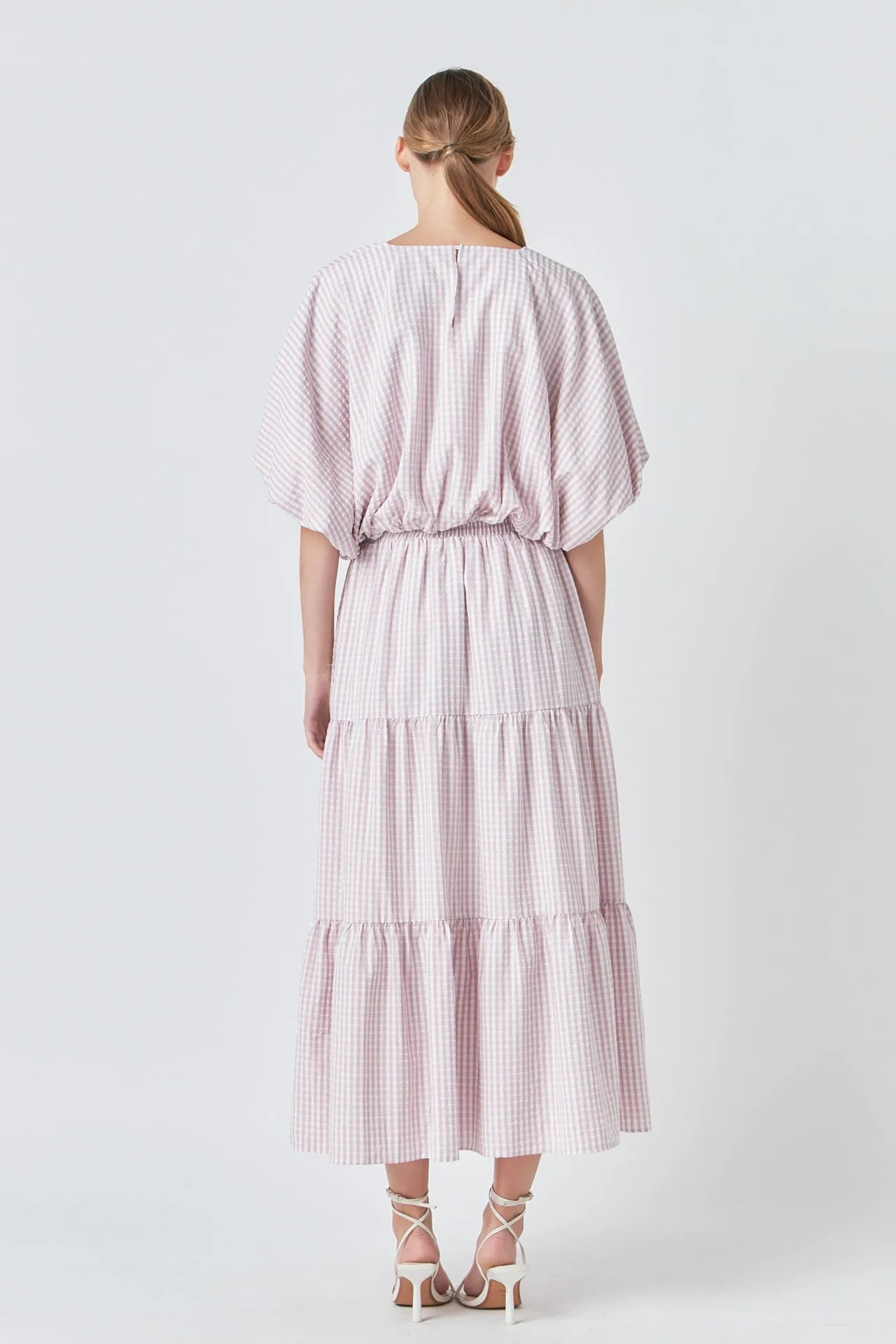 English Factory - Check Print Tiered Maxi Skirt