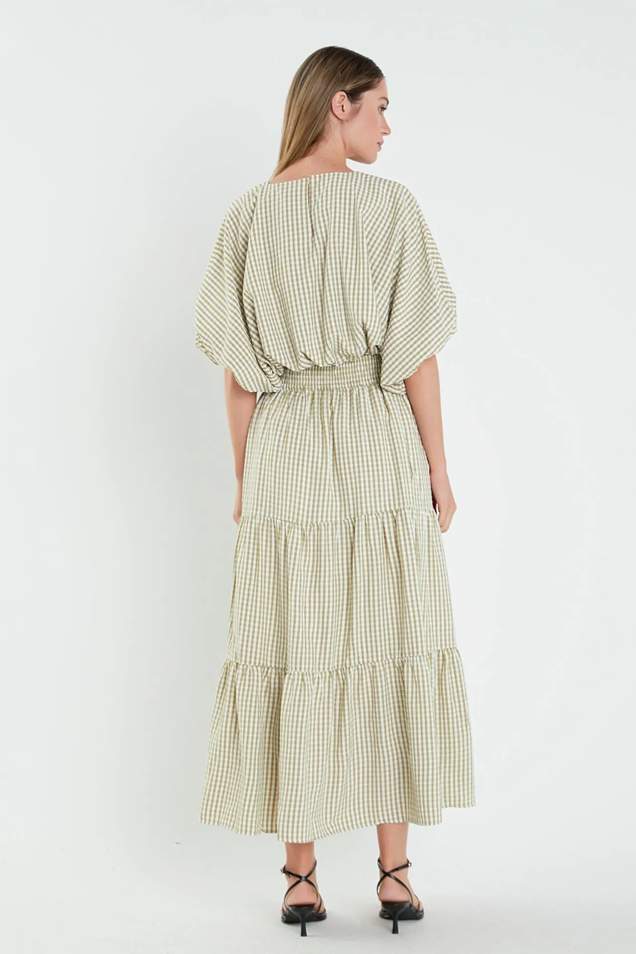 English Factory - Check Print Tiered Maxi Skirt