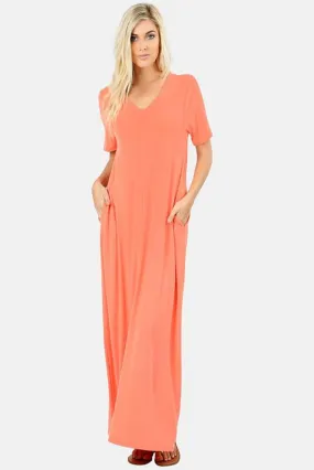 Essential V-Neck Pocket Maxi Dress - More Colors!