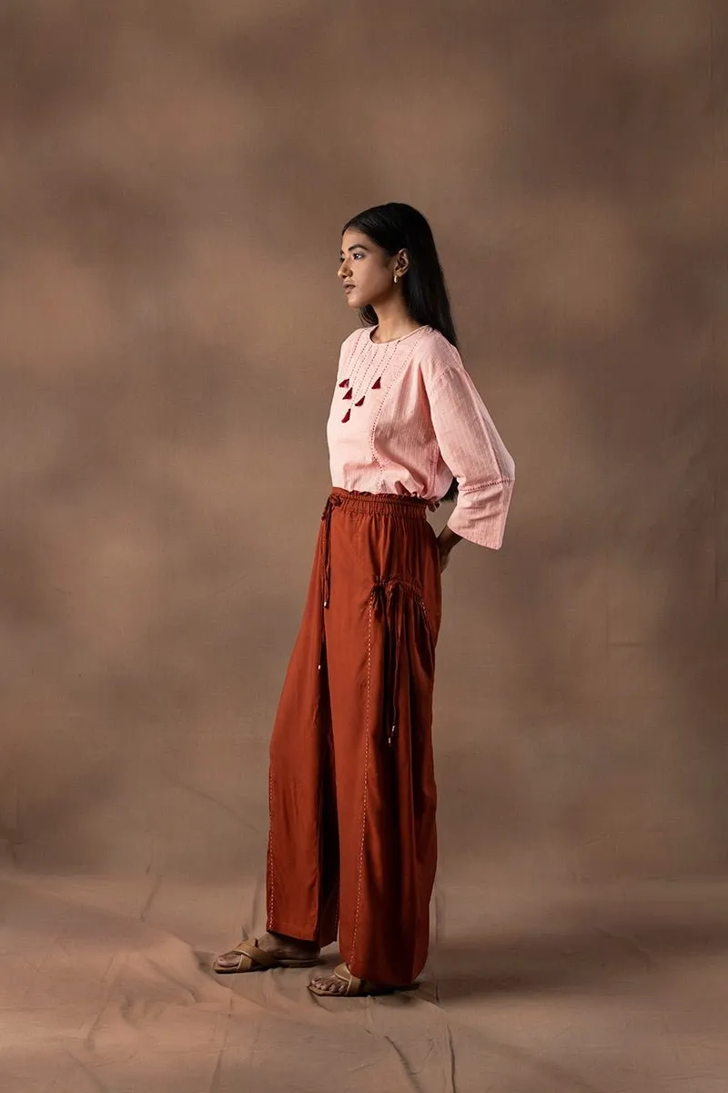 Farah Ruffled Rayon Palazzo Pants