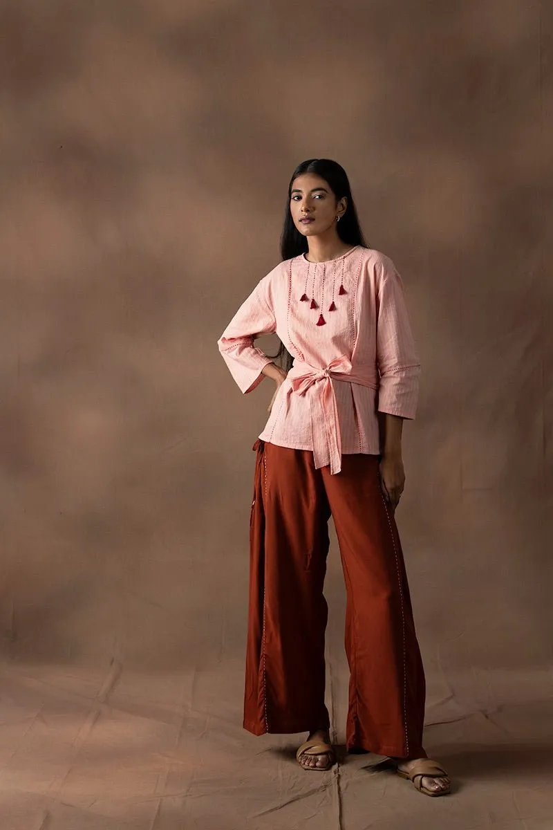 Farah Ruffled Rayon Palazzo Pants