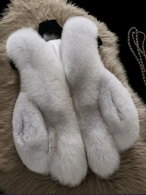 Faux-Fox Fur Vest Cropped Jacket  MSF008